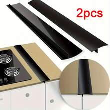 2 Pack For Stove & Cooktop Compatible Silicone Stove Gap Covers - 25-Inch Heat-Resistant Oven Gap Filler, Black Stovetop/Counter Seal, Easy-Clean Gap Guard (Fits Between Stove & Cabinet Edges) - Black - View 8