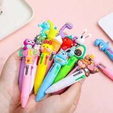 1pc/3pcs/5pcs/10pcs/20pcs Mini Cartoon Fruit/Vegetable/Animal Multicolor Ballpoint Pens (1 Ballpoint Pen Contains 4 Colors), Creative Colorful Ballpoint Pens, Compact Colored Pens For Easy Storage, Creative Student Stationery, Suitable For Journaling, Coloring, DIY Diary, Student Holiday/Birthday Gifts, Student Reward Gifts - Multicolor - View 5