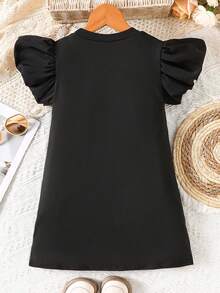 Ramadan Series Summer New Moon Sheep Print 4-Way Stretch Puff Sleeve Black Milk Silk Mid-Length Dress, Elegant And Warm, Suitable For Ramadan Gatherings - Black - View 2