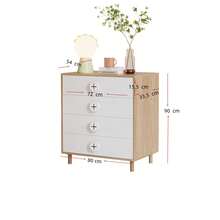 Bedside Table, Bedroom, With 4 Drawers, Storage Cabinet With Stand, Lacquered Top + Aluminum, White, 80 * 54 * 90cm - White - View 6