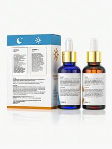 60毫升护肤面部精华套装 - 维生素C精华（亮肤）、视黄醇精华（抗皱） - 白色 - 查看 6