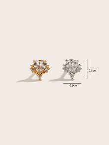 1pc Elegant Luxurious Heart-Shaped Diamond Stainless Steel Earrings, Suitable For Women's Daily Wear - Multicolor - View 5