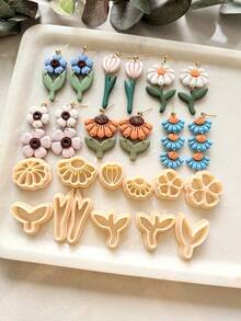 1/2/3/13件套波西米亚风花朵粘土切割器，用于珠宝制作，可爱花朵耳环粘土工具，花朵吊坠粘土切割器，用于DIY吊坠、项链、手链 - Clay Cutter - 查看 8