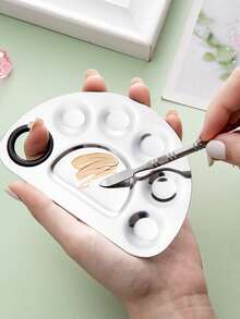 HMQ beauty Stainless Steel Foundation Make-Up Makeup Mixing Board Makeup Board Makeup Shovel Spatula Eye Shadow Nail Polish Makeup Tool - Silver - View 3