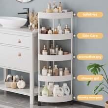 3/4/5层滚动式储物推车 - 多功能收纳整理架，适用于浴室、厨房和客厅 - 耐用轻便的塑料材质，配有稳固防滑底座 - 提供黑色、白色或灰色可选 - 非常适合家庭和办公室使用，厨房收纳推车，多功能收纳，塑料材质，浴室收纳 - 彩色 - 查看 6