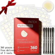 360pcs Transparent Body Care Patches + 5pcs Cotton Swab Tools - Gentle And Non-Irritating, Suitable For All Skin Types - 1 Box - View 1