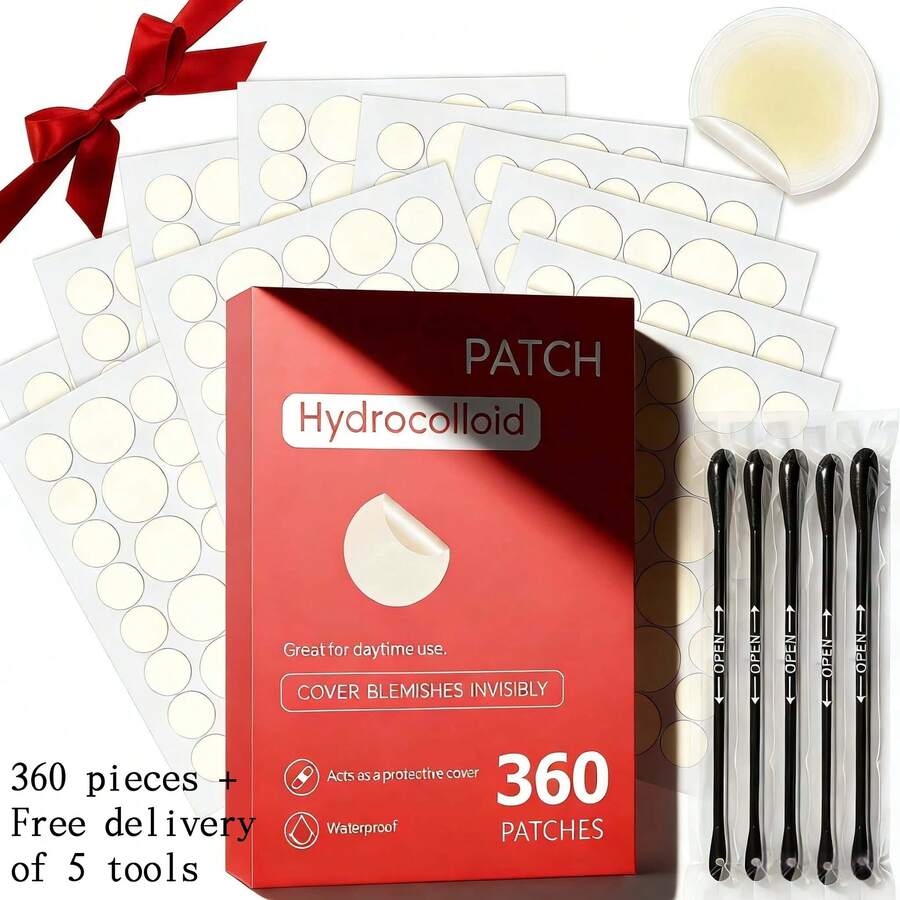 360pcs Transparent Body Care Patches + 5pcs Cotton Swab Tools - Gentle And Non-Irritating, Suitable For All Skin Types - 1 Box - View 1