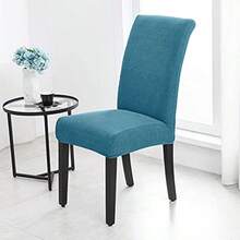 Howhic Juego de 4 fundas elásticas para sillas de comedor íbles y lavables protector de asiento gran decoración para el hogar y banquetes azul polvoriento paquete de 4 - Azul - Ver 4