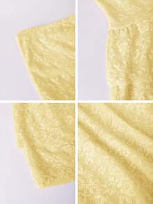 Vaiaye Romantic Elegant Lace Strapless Bodycon Dress, Sleeveless Backless Sexy Double Ruffle Hem Dress, Suitable For Wedding, Party, Concert, Carnival Summer - Light Yellow - View 11