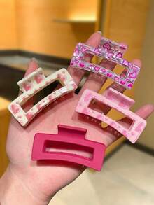 Multi-Color Heart-Shaped Hairpin For Women, A Fashionable And Versatile Hair Accessory, Suitable For Daily Casual Wear, Outings, Parties, Dates, And As A Gift On Valentine's Day. Women's Hairpin, Elegant Claw-Shaped Hairpin, Suitable For Both Thick And Fine Hair For Strong Grip, Firmly And Non-Slip, Does Not Fall Off. - Multicolor - View 2