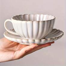 Ceramic Japanese Coffee Cup And Saucer Set, Suitable Breakfast, Tea Party, Afternoon Tea, Garden, Restaurant, Etc., Can Be Used Multiple Purposes In Summer And Winter - White - View 3