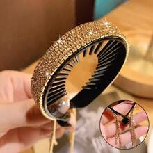 1pc Rhinestone Hair Hoop, Bun Maker With Tassel, Elegant Hair Claw Clip, Non-Damaging Hair Accessory - Multicolor - View 4