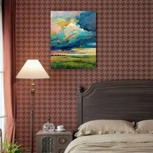 Framed Canvas Poster Print Wall Art 1pc Wooden  Canvas Painting, Meadow Landscape , Artwork For Office, Home, And Living Room Decoration A Halloween Christmas Gifts - Framed - 查看 5