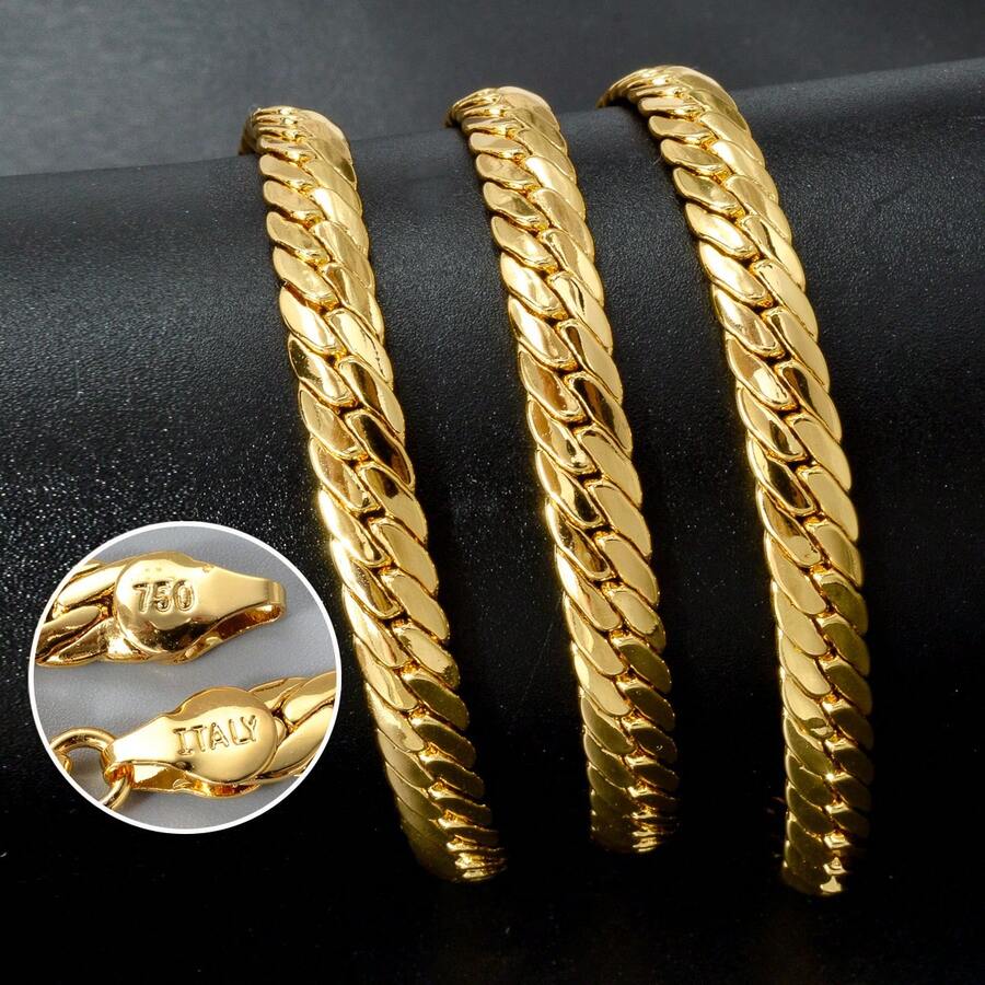 時尚奢華意大利750 18k鍍金銅項鍊，適合女性日常佩戴 - 金色 - 查看 1