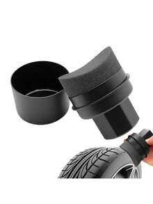 1pc Car Tire Waxing Sponge Car Wax Applicator Pad With Lid Curved Easy Waxing Tire Sponge Tire Cleaning Tools Detailing Brush - Multicolor - View 5