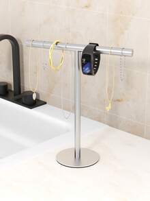 1pc Square T-Shaped Hand Towel Rack, Double-Heavy Bottom Seat - Independent Modern Bathroom Japanese Kitchen Hair Hand Towel Rack, Space-Saving Table Organizer Rack, Suitable Hand Towel Rack, Necklace Etc. Rack, Matching Small Space - Multicolor - View 8