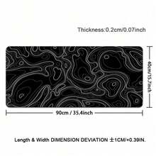 Alfombrilla de ratón grande con mapa topográfico en blanco y negro - Alfombrilla de ratón extendida con contorno, gran almohadilla para teclado, fácil de limpiar, alfombrilla de escritorio lavable con base de goma antideslizante, bordes cosidos con precisión, regalo de alfombrilla de ratón, protector de escritorio - A - Ver 18