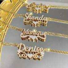 Customized Name Double Layer Necklace Cuban Chain Crown 3D Name Pendant Necklace Summer Daily Accessories Suitable For Birthday Gifts - Multicolor - View 3