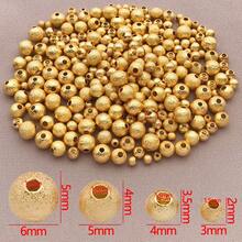 30颗磨砂圆形黄铜珠，18K镀金，3/4/5/6毫米金属球珠，散珠隔珠，适用于珠宝制作，如手链、项链、耳环等工艺品。 - 彩色 - 查看 2