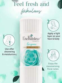 Enchanteur Polvere profumata affascinante, offre una sensazione asciutta e confortevole per 24 ore, rinfrescante e lenitiva, allevia il prurito, fragranza a lunga durata. Texture in polvere fine, migliora la texture della pelle, emette un allettante profumo floreale, lascia la pelle morbida, liscia e radiosa. - Fragranza floreale fresca e delicata - Visualizzare 4