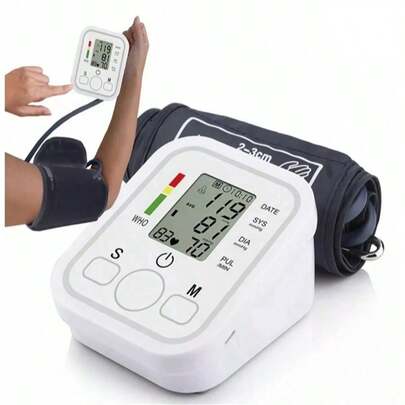 Kit de medición de salud portátil: monitor de presión arterial, funciona con batería/USB, transmisión de voz, inicio con un botón, fácil de operar, un artículo esencial para la familia.