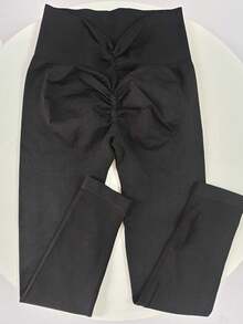 1 Pc Seamless Back V Waist Butt Lifting High Waist Peach Butt 7/8 Workout Leggings Tights For Women Comfortable Stretchy Soft Breathable Gym Yoga Running Fitness Exercise Activewear - 黑色 - 查看 5