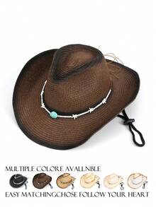 1pc Casual Straw Textured Sun Hat, Suitable For Spring, Summer, Autumn, Versatile Casual Work Holiday - Teardrop Hat - View 16