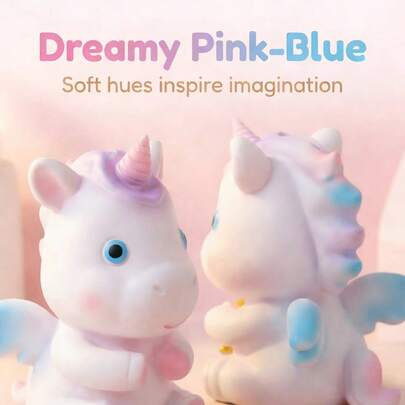 1pc Gradient Pink & Blue Unicorn Piggy Bank, Fly Horse Coin Bank, Shockproof & Removable
