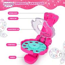 1pc Children's Jewelry Embossing Machine - 120/220 Plastic Diamond DIY Set, Girls Pretend Play Toy, Children's Hair Accessory Toy, Diamond Jewelry Hair Accessory Mold, Backpack Decor, Postcard Pressing Decor, Charm Shaping Tool, Birthday Party Gift Toy For Girls - Multicolor - View 6
