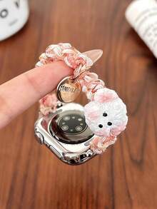 1个女士可爱小狗弹力发圈，时尚表带，兼容38/40/41/42/44/45/49/46mm Ultra2/Ultra/SE/10/9/8/7/6/5/4/3/2/1 - 紅繩[白色小狗] - 查看 5