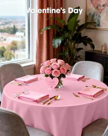 4/8/12 84 Inch Round Disposable Tablecloths, Thickened Waterproof PEVA Plastic Table Covers For Party, Wedding, Banquet & Daily Use - 粉色 - 查看 7