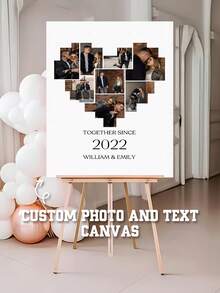 Customized Canvas Wall Art - First Christmas As Newlyweds - Personalized Photo Collage - Wooden Frame - Unique Couple's Gift - Unforgettable Keepsake - Multicolor 02 - View 2