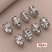 30颗18K镀金透明水晶水钻珠,直边法兰珠,金色扁平圆珠,圆片水晶金属珠,适用于DIY珠宝制作 - 彩色 - 查看 23