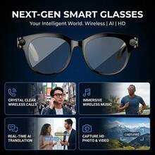 SENBONO AI 摄影智能眼镜，男女通用，200万像素摄像头，AI语音，AI照片识别，AI翻译，高清照片/视频，语音助手，无线通话，音乐控制；女士 AI 摄影智能眼镜，兼容安卓系统，生日、情人节、父亲节、母亲节的理想礼物 - 黑色 - 查看 5