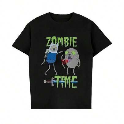 Shirts For Men 2024 Adventure Zombie Time T-Shirt Funny T Shirt Creative Graphic Unique Design Fanm Women Men Tees Short Women Clothes Men's Casual Print Round Neck Short Sleeve T-Shirt Men Women T-Shirt Print Tee