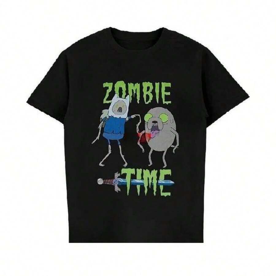 Shirts For Men 2024 Adventure Zombie Time T-Shirt Funny T Shirt Creative Graphic Unique Design Fanm Women Men Tees Short Women Clothes Men's Casual Print Round Neck Short Sleeve T-Shirt Men Women T-Shirt Print Tee - Black - View 1