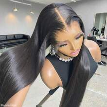 200% 密度直发无胶假发，巴西人发混纺，5x5 预拔毛预剪裁，即戴即走，无胶蕾丝闭合假发，28/30 英寸，隐形绑带；13x4 蕾丝前额抽绳假发，34 英寸；13x4 透明蕾丝前额人发混纺假发，女士款 - 自然色&黑色系 - 查看 6