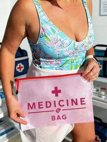 Medical Bag Pattern Mesh Cosmetic Bag, Portable Storage Pouch, Makeup Bag, Skincare Bag, Travel Essentials, Dorm Supplies, Bridal Party Gift, Large Capacity Transparent Nylon Zipper Makeup Bag - Lightweight, Medicine Storage Bag, Bathroom Storage Bag, Jewelry Storage Bag, Lip Gloss And Cosmetics Storage Bag, Perfect Gift And Souvenir For Birthday, Holiday, Party, Wedding (Bridesmaid), Valentine's Day And Ramadan - Multicolor - View 7