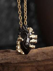 1pc Gothic Style Skull Heart Pendant Necklace, Retro Hip-Hop Unisex Choker, Unique Gift For Music Festivals And Daily Wear - Heart Skeleton Necklace - View 8