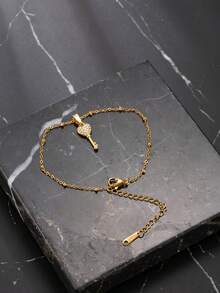 1 pieza Brazalete de acero inoxidable dorado con elementos de diamante de imitación, adecuado para el atuendo diario de los hombres, festivales, citas, compromisos - Dorado - Ver 8