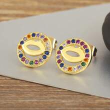 New Round Lip Shape Copper Inlaid Zirconia Stud Earrings For Women Gold Plated Compact Sexy Ear Jewelry Birthday Party Gifts - Colorful - View 7