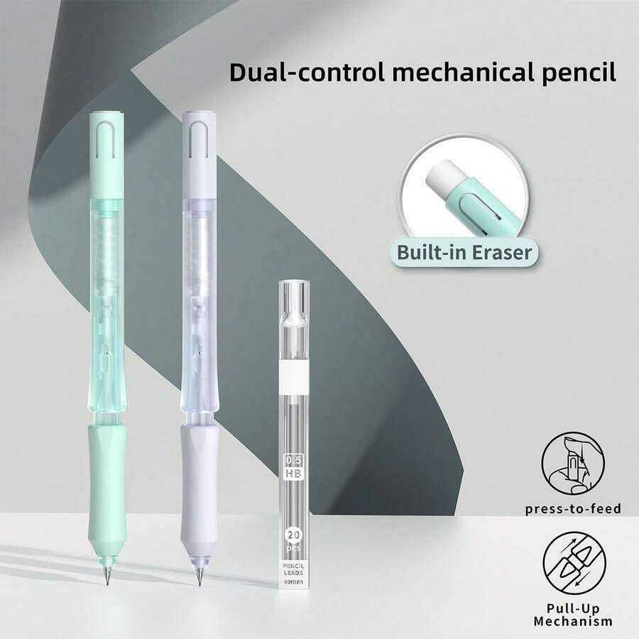 22pcs/Set,Dual-Control Mechanical Pencils ,Smooth Writing,Suitable For Gift Students,Professionals,Office,Drawing - Pen, Refill, and Eraser Set - View 1