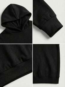 简约设计女士宽松长袖套头卫衣，适合秋季、冬季、春季穿着，也可作为万圣节服装、休闲外套，黑色，时尚女式卫衣 - 黑色 - 查看 8