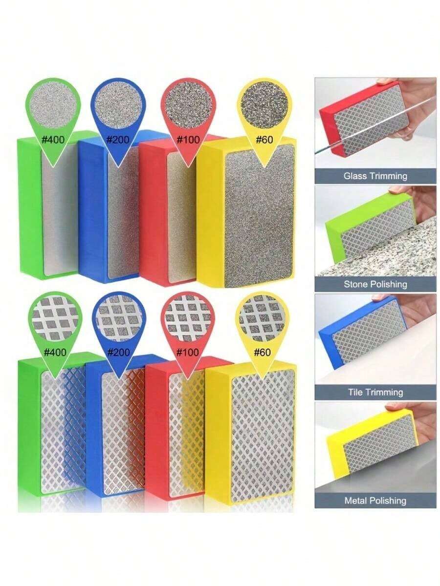 4片装金刚石抛光垫，尺寸93mm x 58mm，适用于陶瓷砖、玻璃、石材、大理石、陶瓷研磨盘 - A - 查看 1