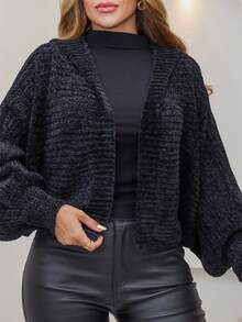 Cardigan Feminino em Tricot Manga Longa Aberto Mousse Inverno 3RD SD3031 - Preto - Visão 3