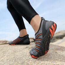 Zapatos acuáticos para exteriores, zapatos de agua unisex para nadar, vadear, bucear, playa, pesca, yoga, fitness - naranja gris - Ver 6