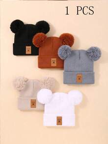 5件套婴儿秋冬帽子手套组合，针织双毛球帽，适合0-36个月婴儿，百搭各种服装，日常穿着和送礼皆宜。 - 彩色 - 查看 10