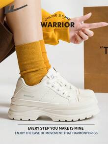 WARRIOR Scarpe da donna stile strada confortevoli e chunky, scarpe da corsa confortevoli per primavera e autunno, sneaker casual ma eleganti di stile modesto, adatte tutto l'anno, resistenti all'usura per uso giornaliero, scarpe da allenamento, sneaker bianche - Beige - Visualizzare 7