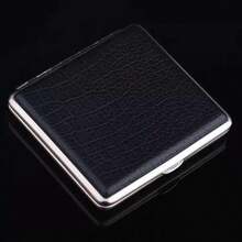 1pc 20-Slot Ultra Thin Portable Men's Leather & Metal Cigarette Case, Crush-Proof & Moisture-Proof - Multicolor - View 4