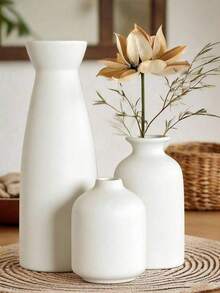 一套米色极简花瓶装饰，现代波西米亚乡村风家居装饰，芦苇和干花花瓶，创意书架、书桌、置物架花瓶装饰，搭配波西米亚风格迷你花瓶，餐桌派对花瓶，客厅办公室书架，玄关卧室装饰 - 1PC - 查看 2